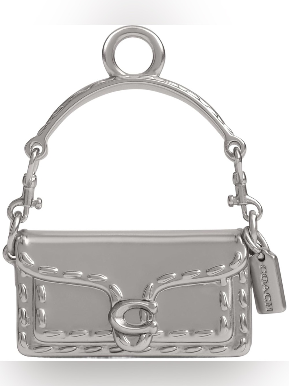 Coach Mini Tabby Bag Shoe Charm w/Hangtag Signature Silver Keychain 1x1.25x1.25 - Picture 4 of 4